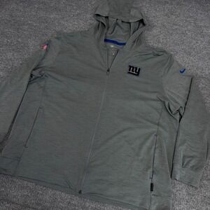 New York Giants Hoodie Mens 2XL Gray Nike Football NFL On-Field Dri-Fit Full Zip